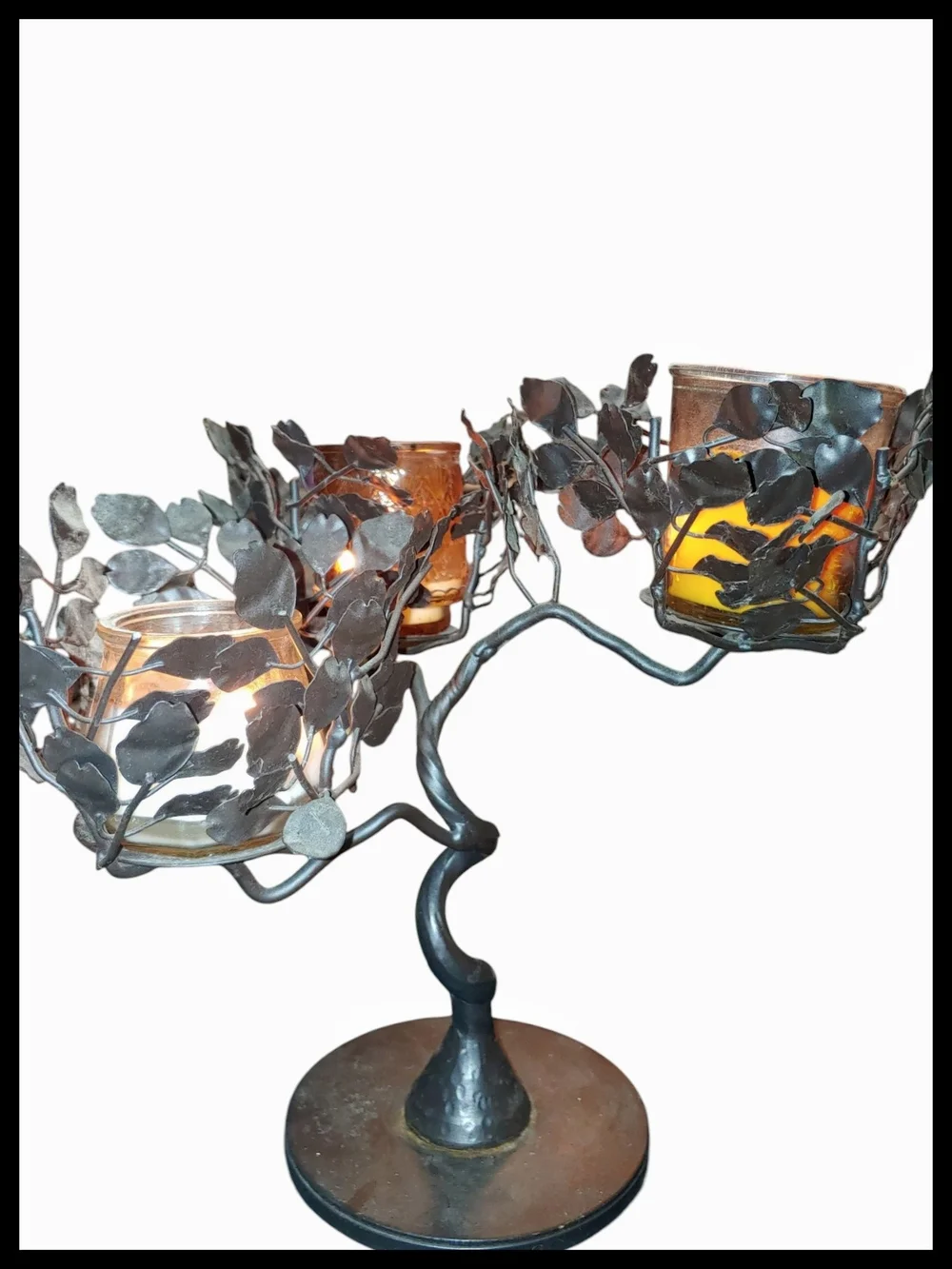 Decorative Metal Leaf Candle Holder